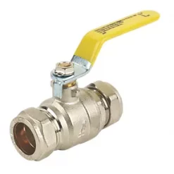 Full Bore Lever Ball Valve Yellow 22mm