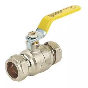 Full Bore Lever Ball Valve Yellow 22mm 1 Full Bore Lever Ball Valve Yellow 22mm